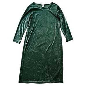 Vtg Emerald Green Crushed Velvet Maxi Dress Size L Renaissance Festival Costume